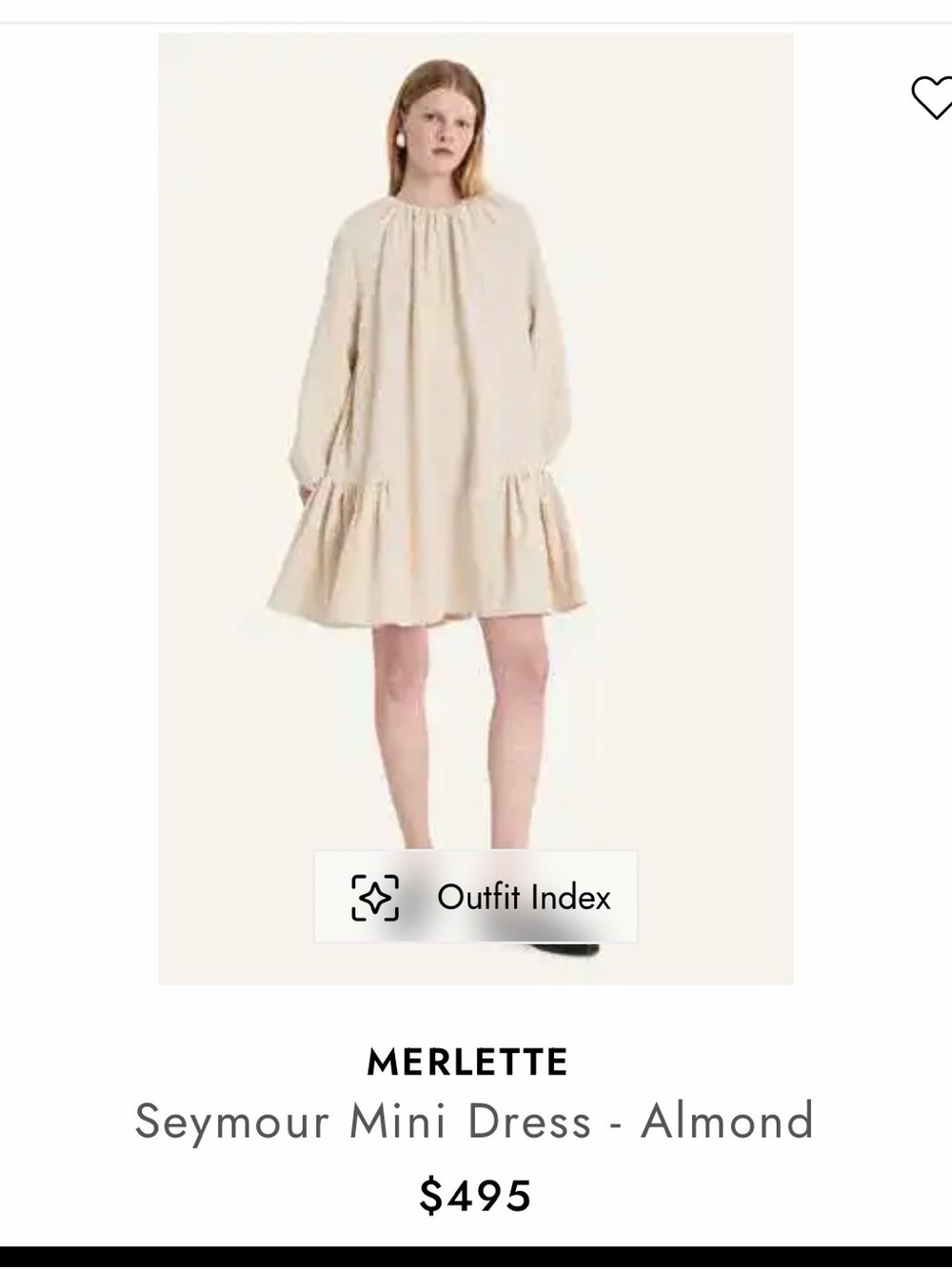 Merlette Seymour Long-Sleeve Mini Dress in Almond